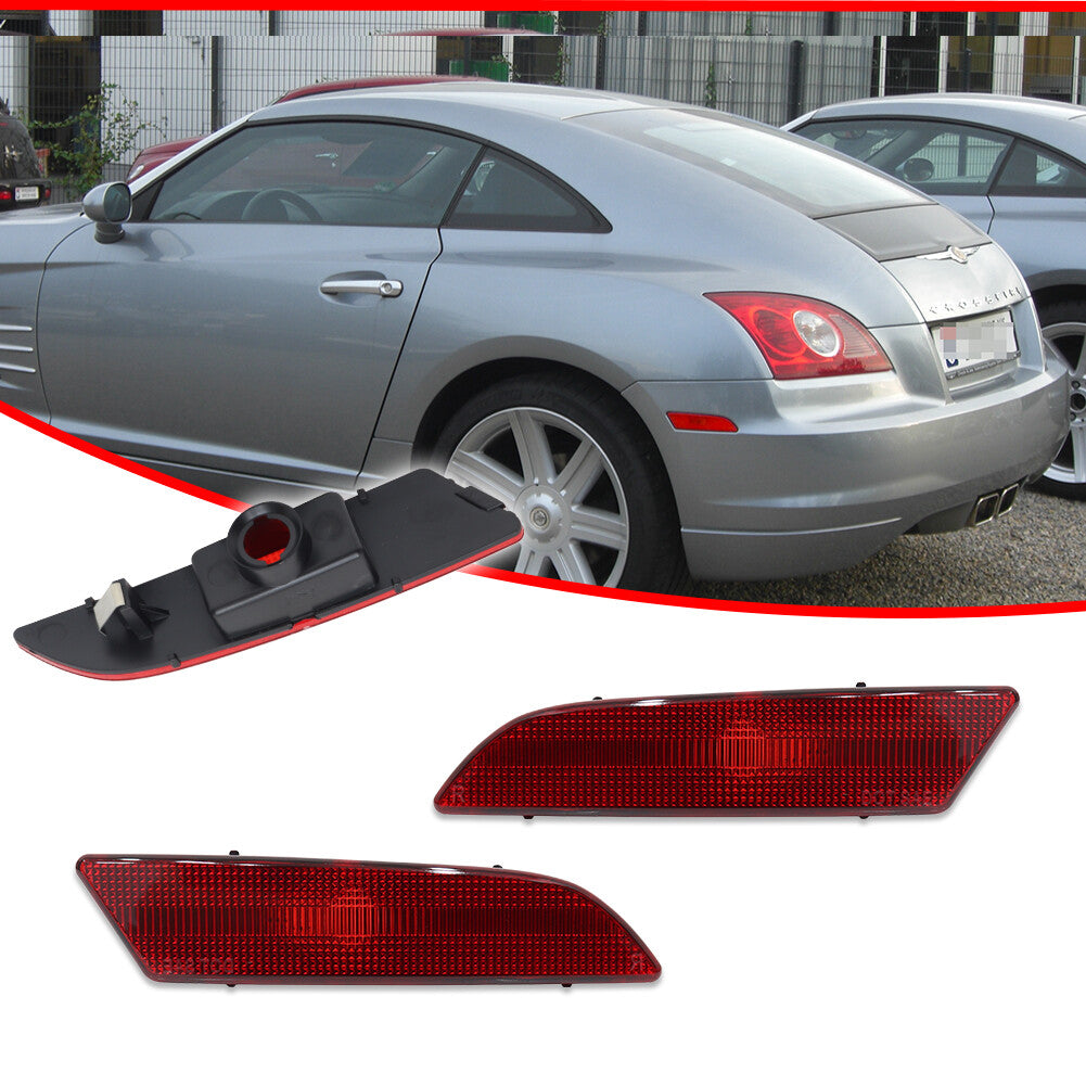 A pair of red rear bumper side marker light housings for 04-08 for Chrysler Crossfire