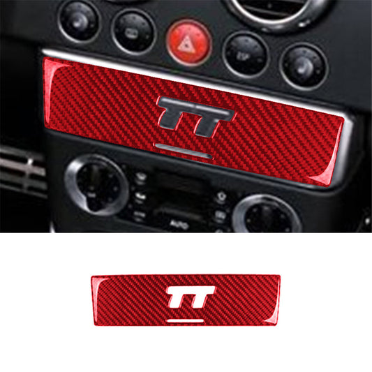 Carbon Fiber Central Control CD Trim Panel Stickers for Audi TT 8N 2001-2006 Red