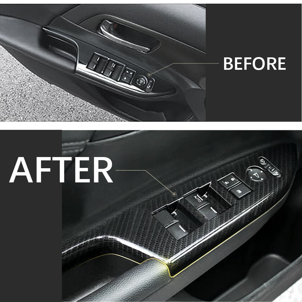 for Honda Accord 13-17 Carbon Fiber Texture Door Window Lift Panel Cover Trims