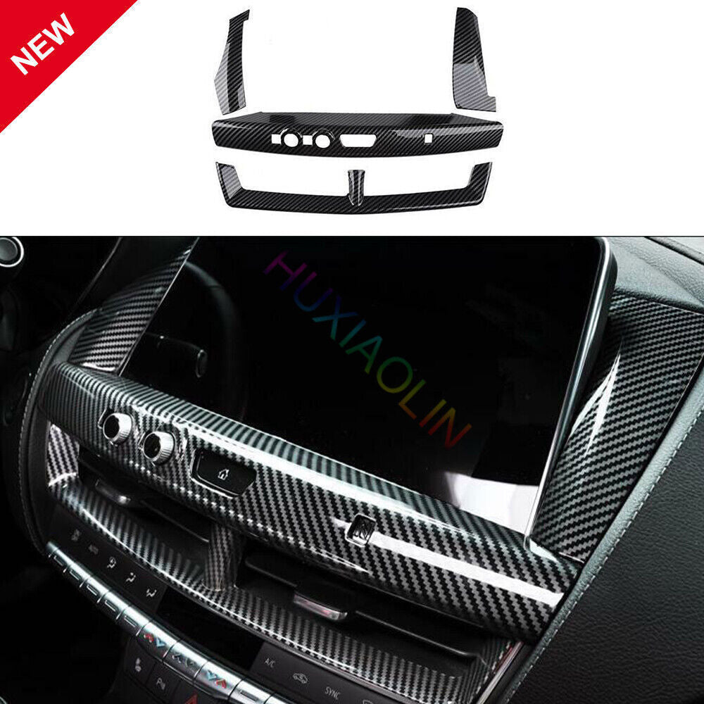 for Cadillac CT5 2020-2024 Carbon Fiber Middle Console Navigation Panel Trim 4PC