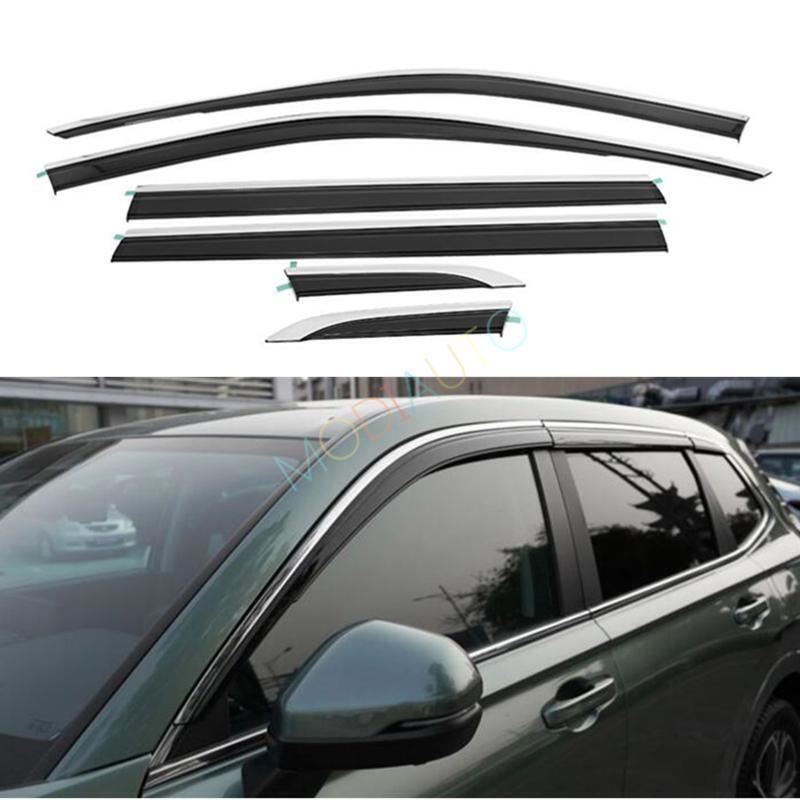 for Honda CR-V 2023-24 Black+steel Window Visor Vent Shades Sun Rain Guard Cover