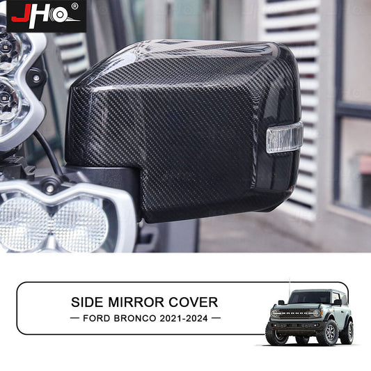 for Ford Bronco 2021+ Real Carbon Fiber Exterior Rear View Mirror Cover Trim