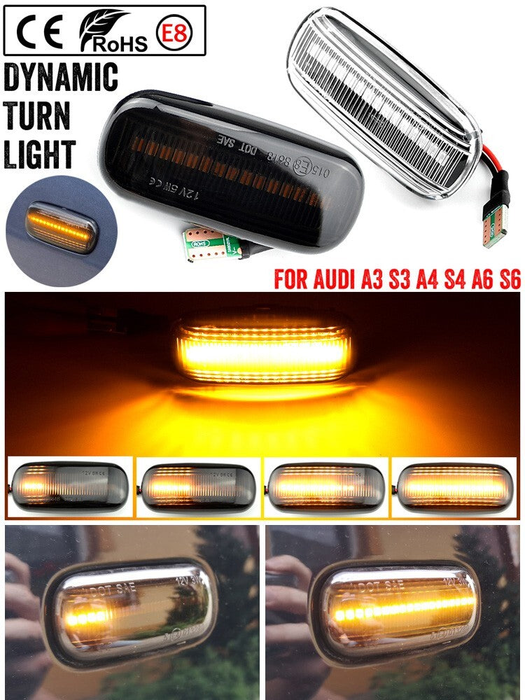 2pcs LED Dynamic Side Marker Turn Light for Audi A3 8P A6 S6 RS6 C5 2000-2005