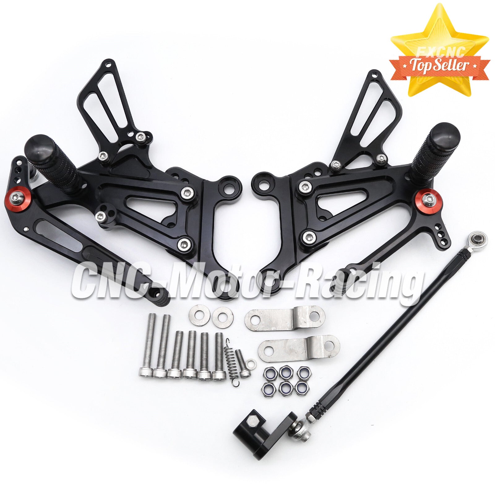 Adjustable black CNC gear footrest set for RS125 2T 2001 - 2013
