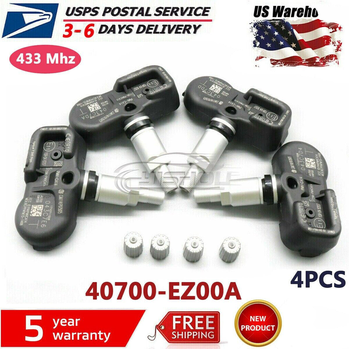 4PCS TPMS TIRE PRESSURE SENSOR for Nissan Titan XD 16-21 433Mhz 40700-EZ00A