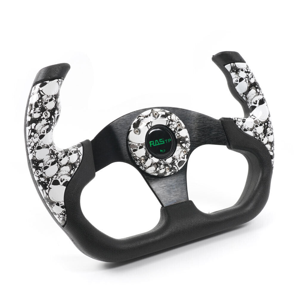 Universal U Shape Flat Drift Racing Leather Steering Wheel w/6 Holes Horn Button
