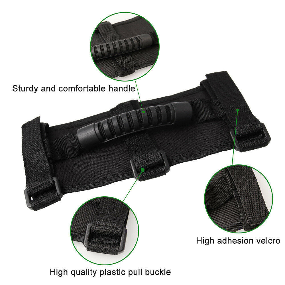 4x Top Roll Bar Grab Handles Grip Strap for Jeep for Wrangler YJ LJ TJ JK JL Black