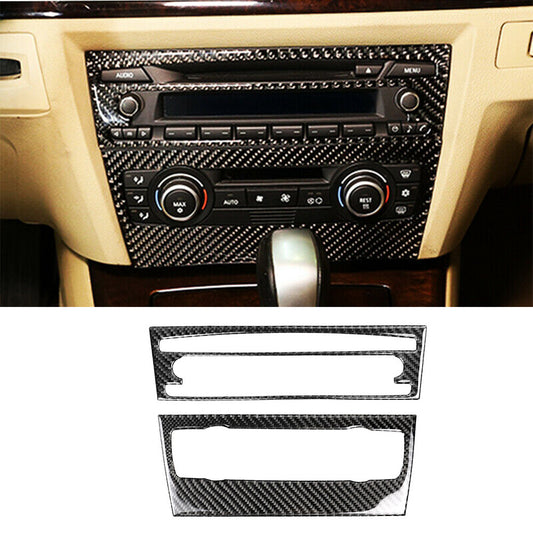 for BMW E90 3 Series 2005-12Carbon Fiber Air Conditioning CD Control Panel Cover