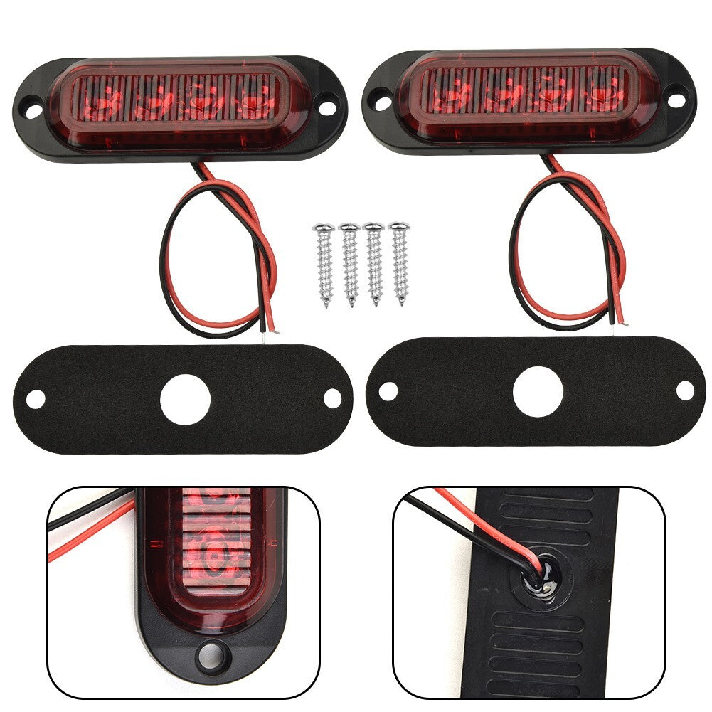 LED side marker lights, red side markers, clearance for trailer truck accessories