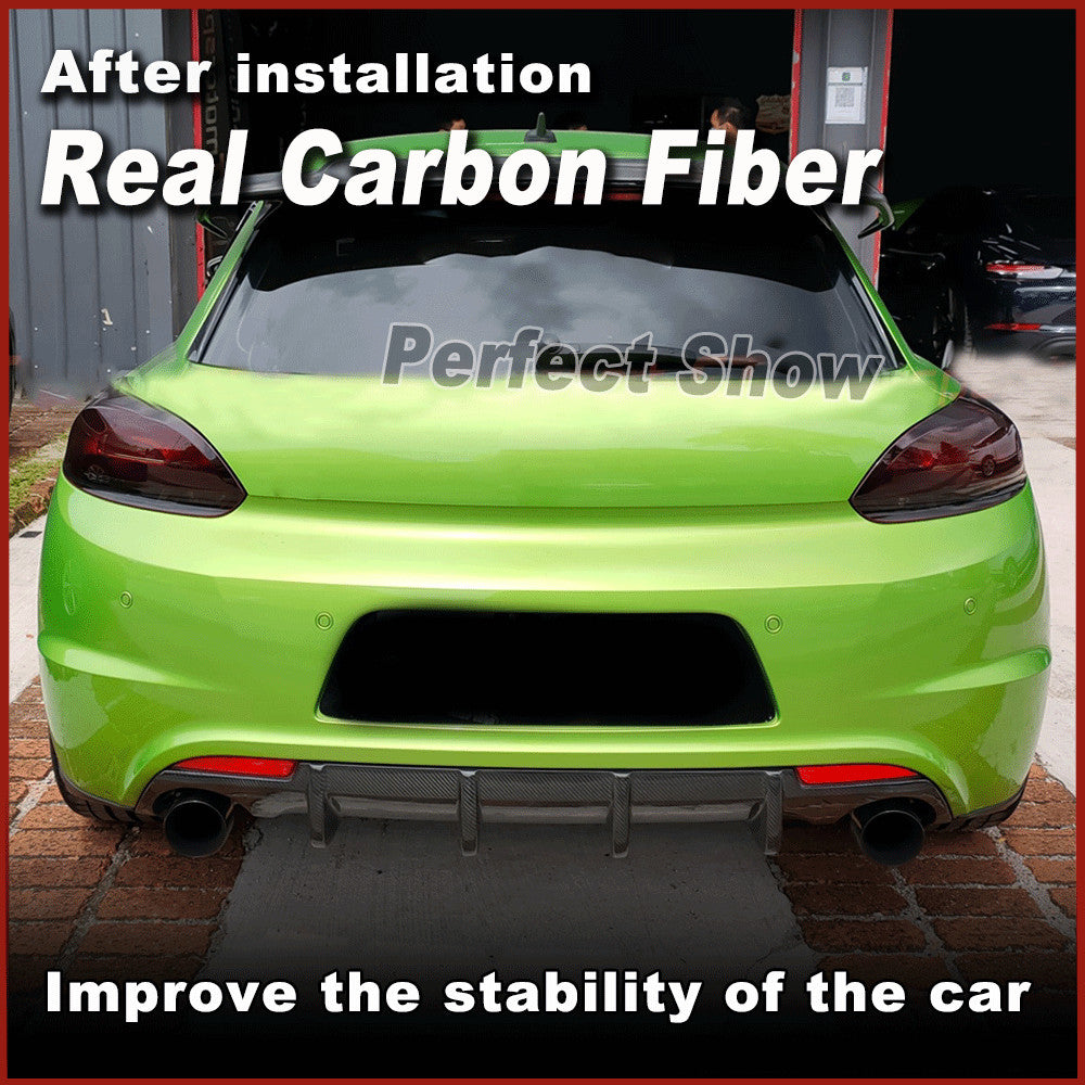 for Volkswagen Scirocco R Bumper 2009-14 REAL Carbon Rear Diffuser Dual Exhaust