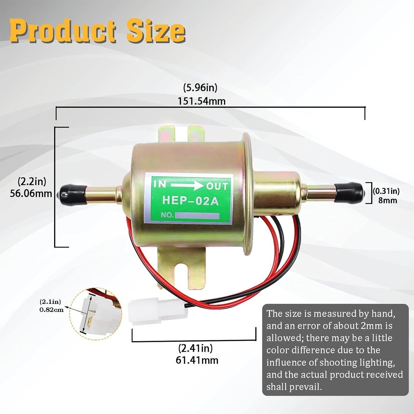 Fuel Pump for Motorcycle Carburetor Lawn Mower Gas Diesel Engine2.5-4psi HEP-02A