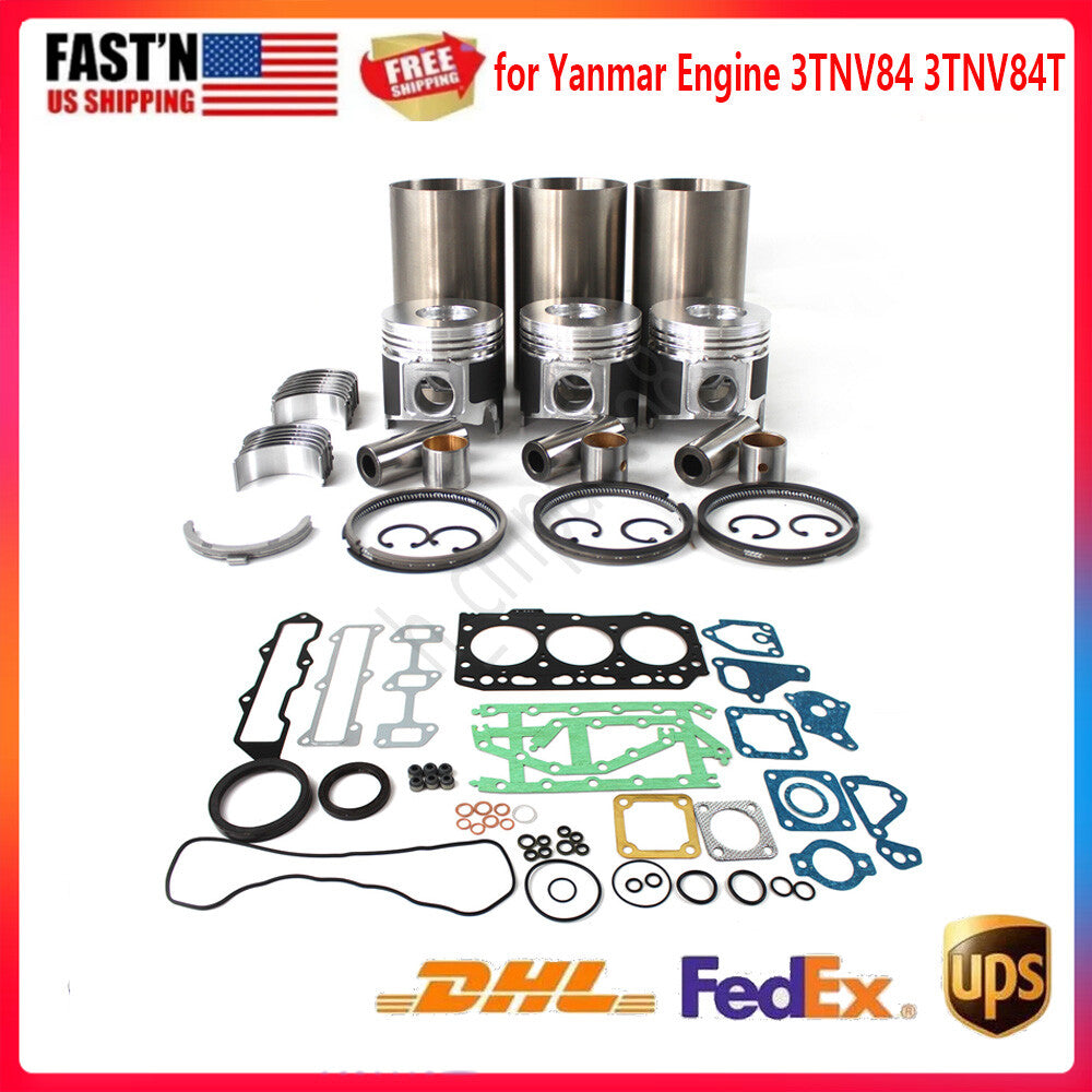 Overhaul Rebuild Kit Piston Gasket Bearing Kit for Yanmar 3TNV84 3TNV84T Engine