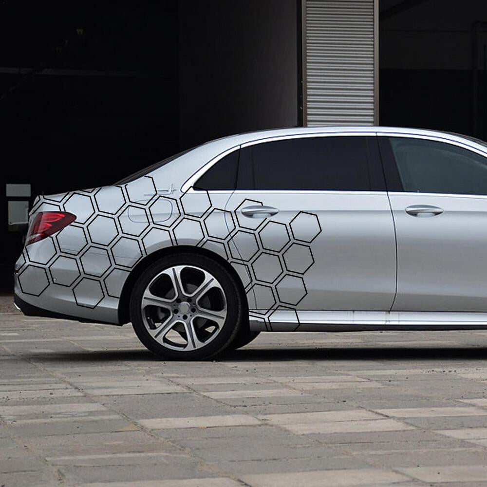 Car Sticker Hexagon Honeycomb Waist Line Body Decal Decor Auto Vinyl Accessories