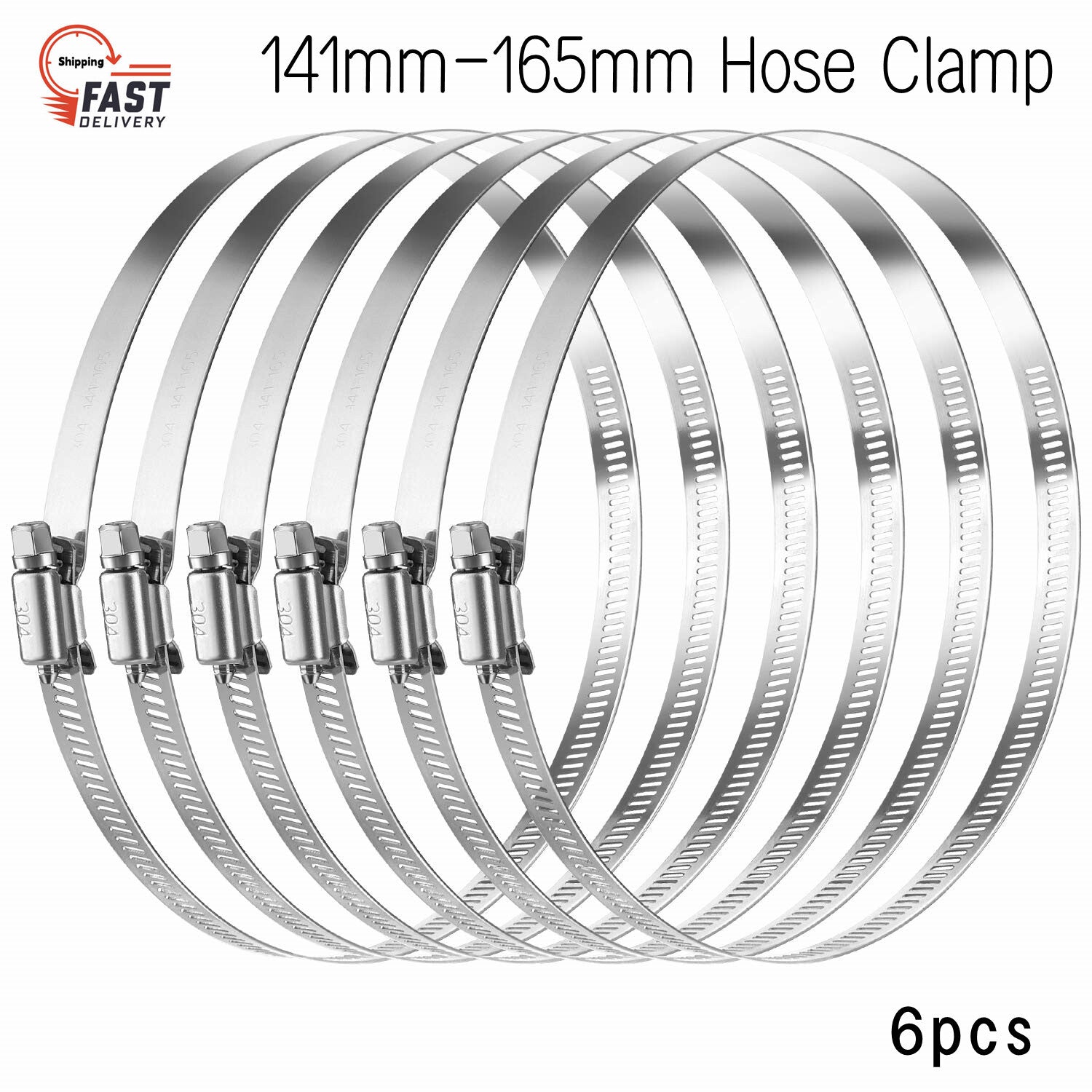 6-inch adjustable hose clamp with worm gear design, 141-165 mm adjustable hose clamp.