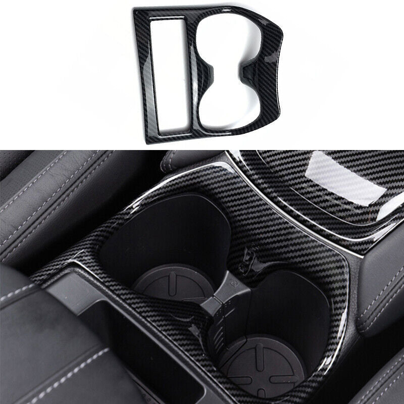 Carbon Fiber Central Console Water Cup Cover Trim Fit for Nissan Rogue 2014-2020