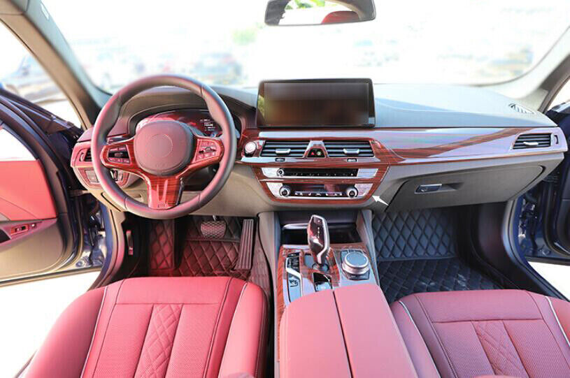 for BMW 5 Series 2018-23 Red Wood Grain Console AC Switch Control Cover Trim 1P