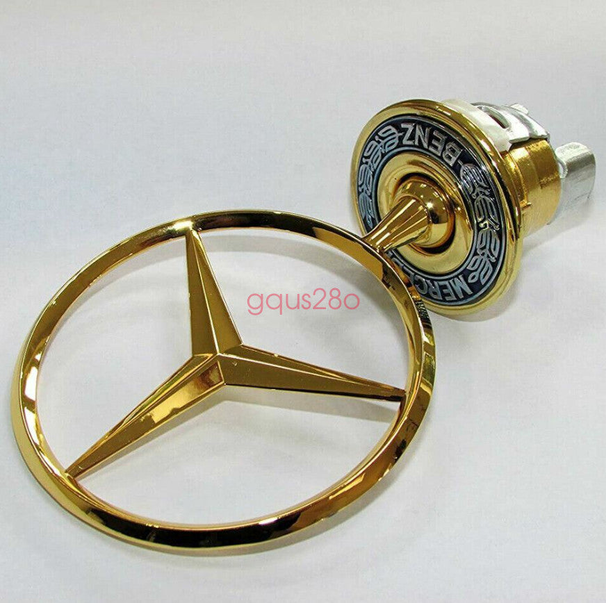 new gold star-patterned 3D range hood logo badges for W210, W202, W203, C200, and W211.