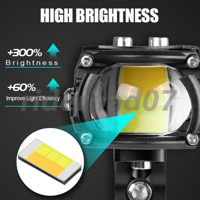 LED Motorcycle Spot Lights Driving Fog Lamp Auxiliary Headlight +Wireless Switch