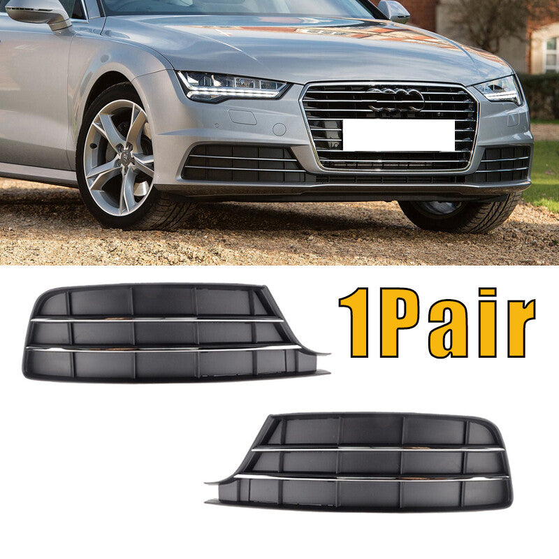 Pair for Audi A7 2015 2016-2018 Fog Lamp Side Front Bumper Fog Lamp Grille Cover