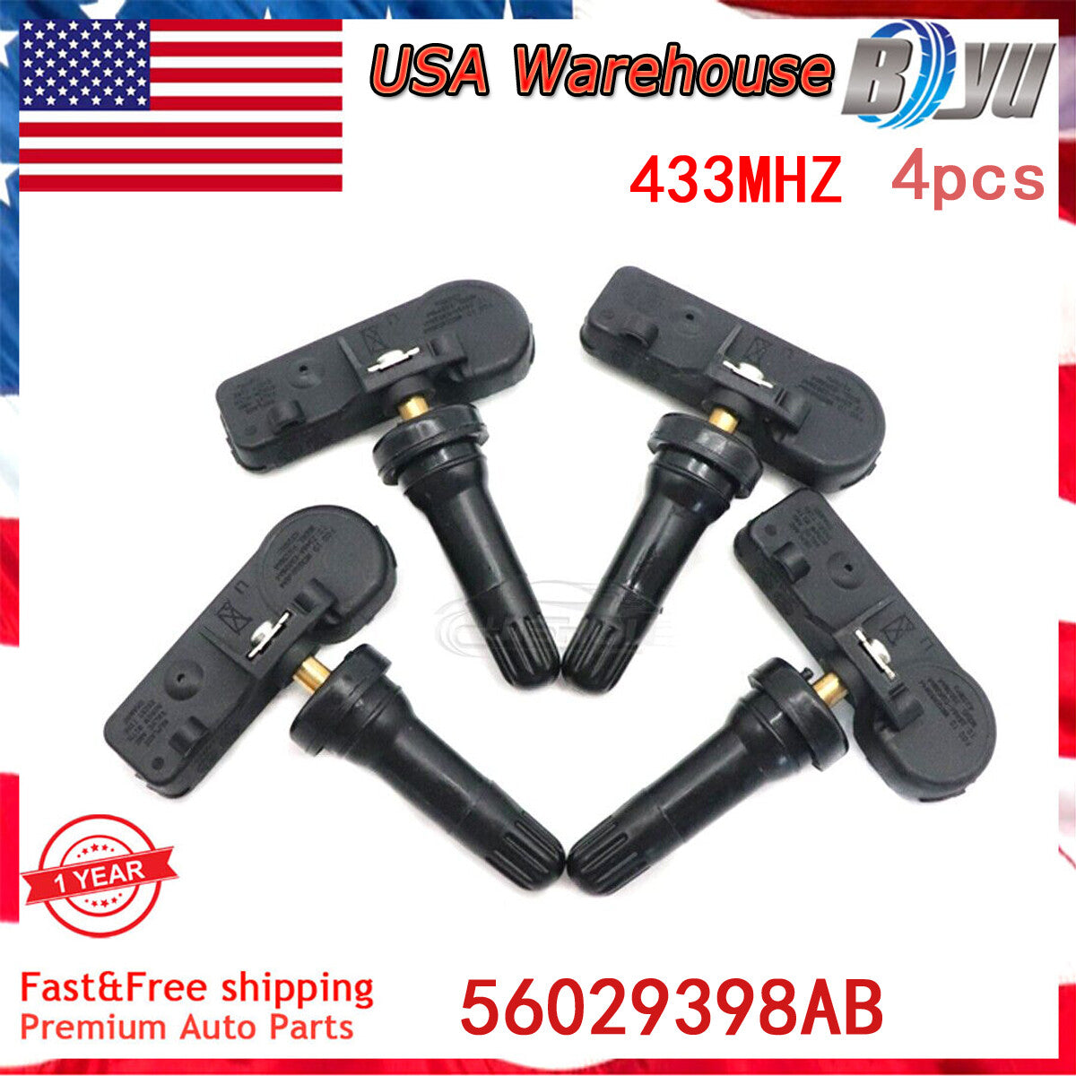 4PCS For Tire Pressure Sensor TPMS 56029398AB for Dodge for Chrysler for Jeep for RAM