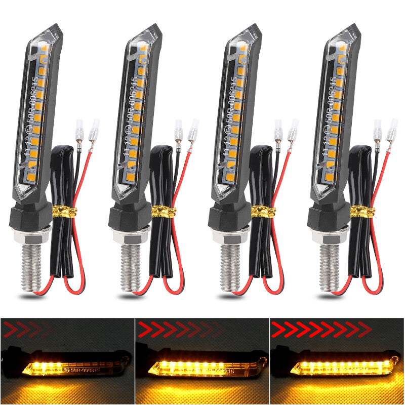 4pcs Motorcycle LED Turn Signals Amber Light Flowing for Kawasaki ZX636 KLX250S