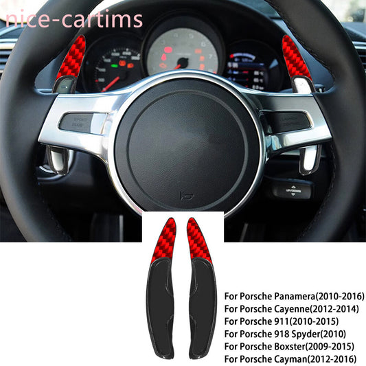 Red Carbon Steering Wheel Shifter Paddles for Porsche for Panamera for Cayenne 911 10-16