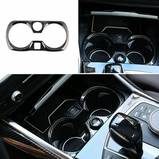 Carbon Fiber Style Watercup Cover Trim Fit for BMW 3 Series G20 2020-2022