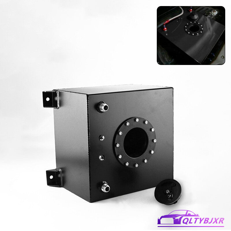 5-Gallon Polish Aluminum Cap Racing Drift Street Fuel Cell Gas Tank Black