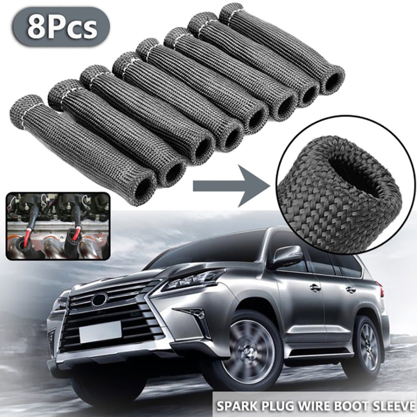 Universal spark plug wire shoe heat shield cover for Toyota , for Chevrolet , for Ford