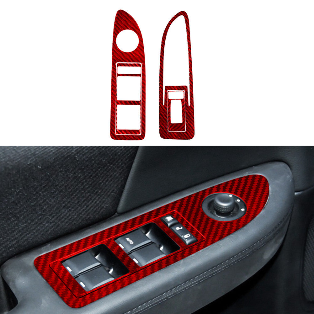 Red Carbon Fiber Front Door Window Control Cover Trim for Chrysler 200 2011-2014