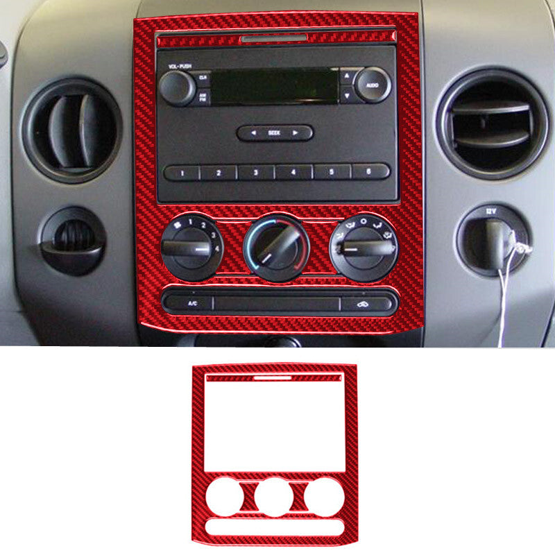 4Pcs Red Carbon Fiber Center Control Panel Trim Cover for Ford F150 2004-2008
