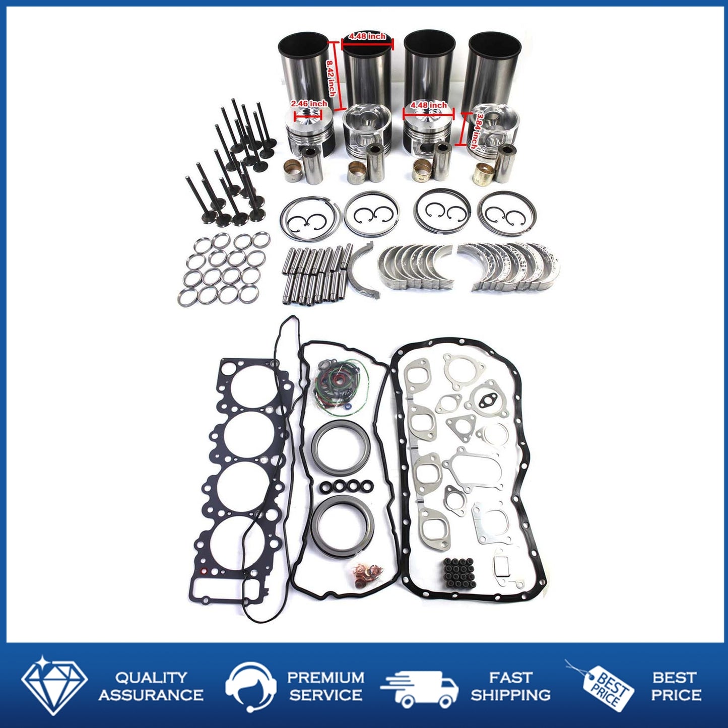 4HK1 Engine Rebuild Kit w/valves for Isuzu NPR NQR NRR 5.2L Hitachi 4HK1T Truck