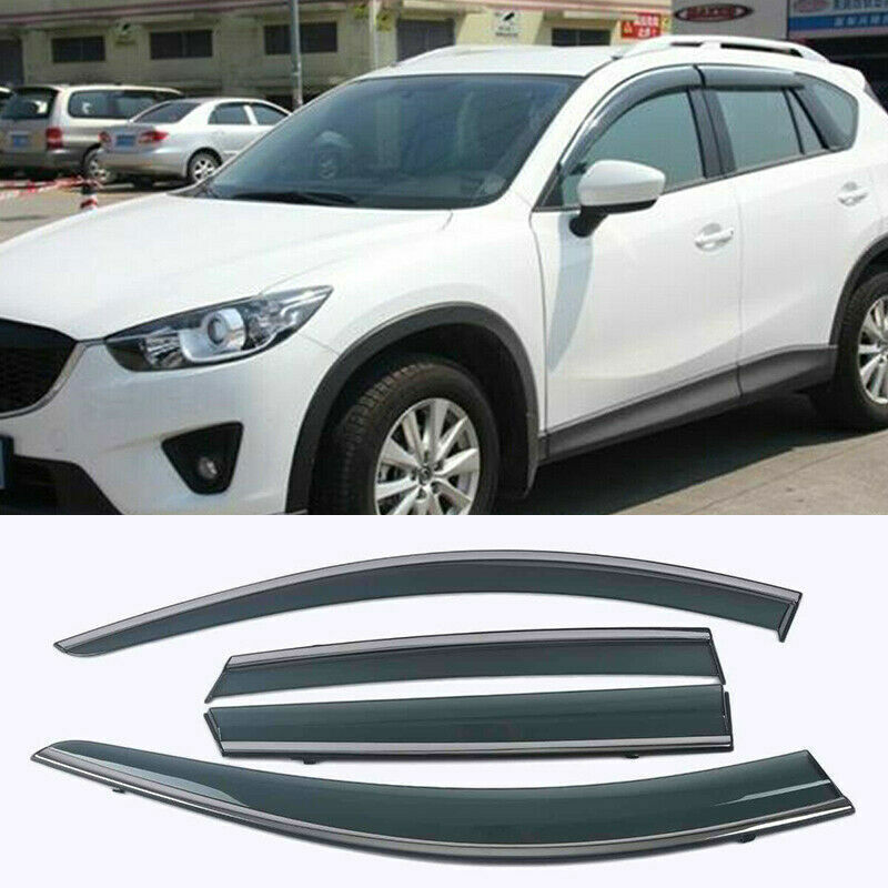 for Mazda CX-5 2012-2016 Car Window Visors Sun Rain Guard Deflectors W/Chrome