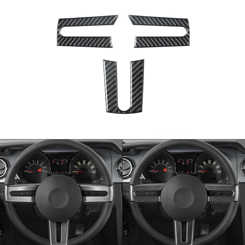 Carbon Fiber Steering Wheel Accent Cover Trim Sticker for Ford for Mustang 2005-2009