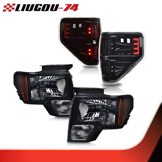 Suitable for 2009-2014 for Ford F150s. Black/smoked headlights + LED taillights.