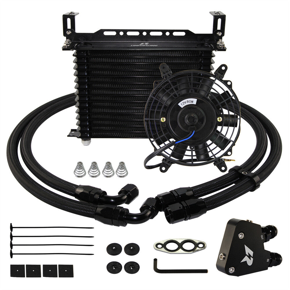 15 Row Oil Cooler Kit for Corvette C5 LS1 LS2 LS3 LS6 LS7 LS9 +7Electric Fan