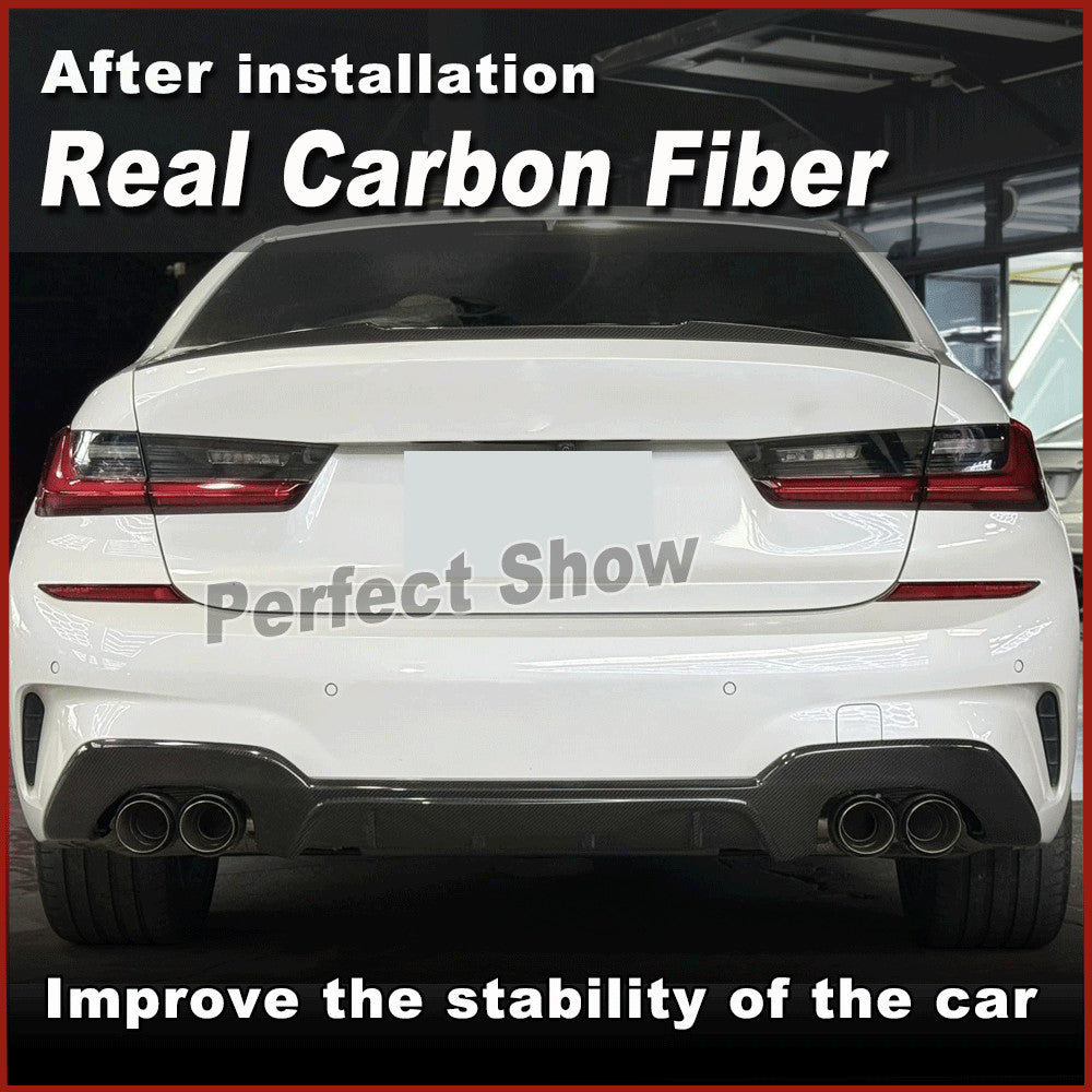 Fit for BMW G20 G28 330i 2019-2021 Carbon Fiber Rear Bumper Diffuser Lip Spoiler