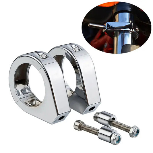 2x Motorcycle Turn Signal Mount Bracket Fork Clamps 41mm Holder Chrome Aluminum