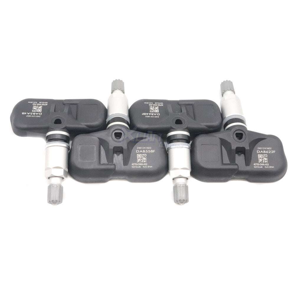 Set of 4 TPMS Wheel Tire Pressure Sensor Fit for Honda CR-V Accord 42753-SWA-A53
