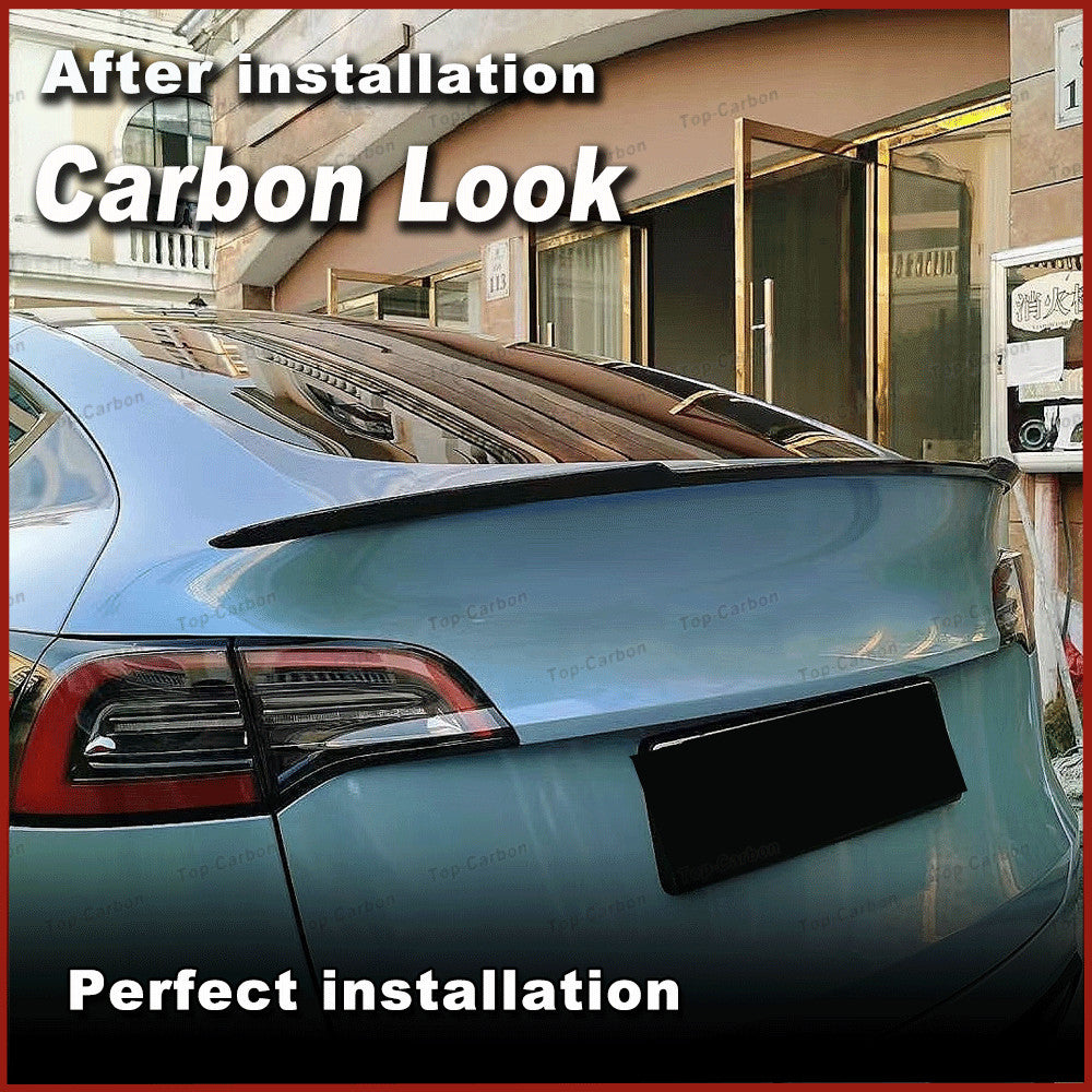 Carbon Look Rear Trunk Spoiler Wing Lid Tail Lip Fit for Tesla for Model Y 2020-2024