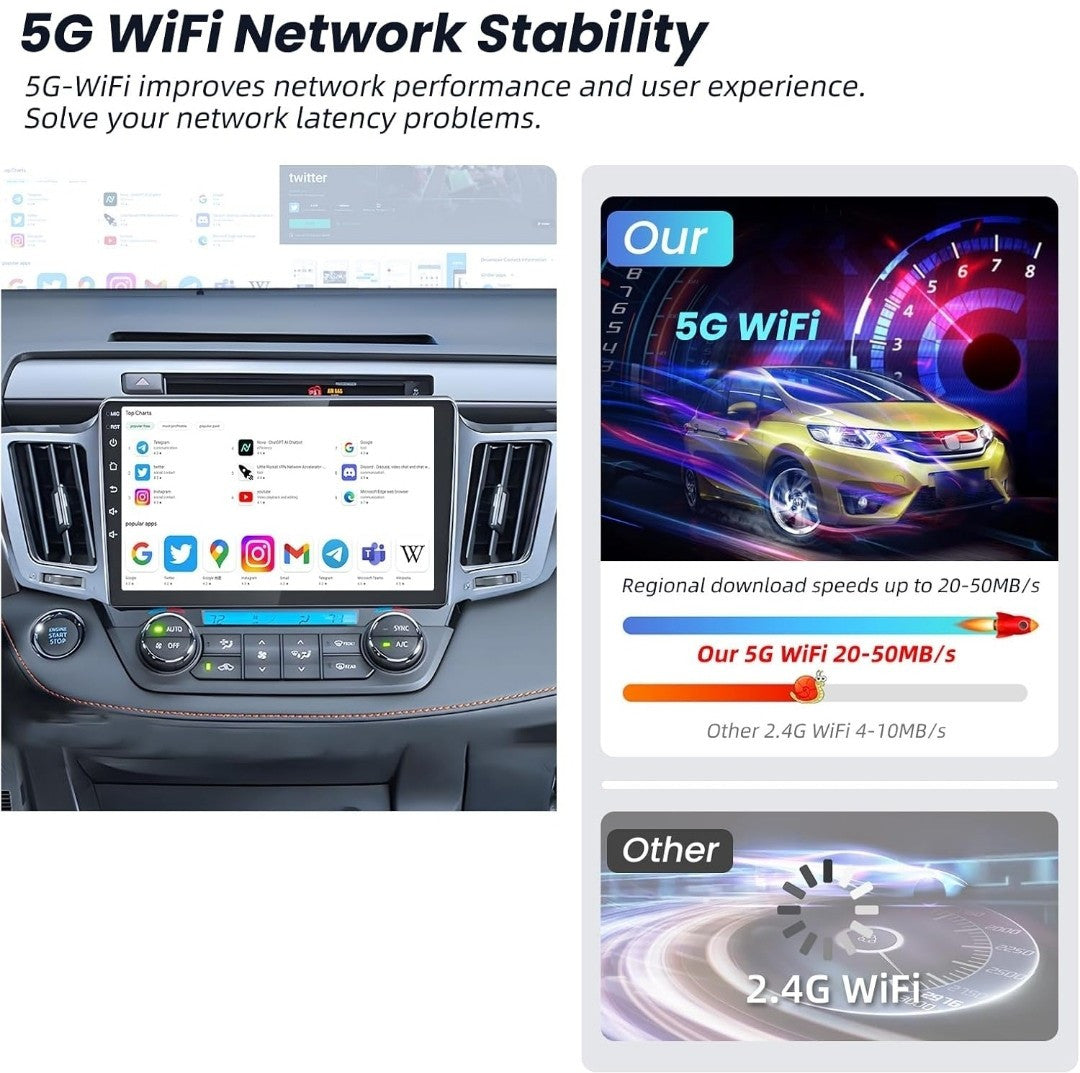 Car Stereo Radio with GPS BT HD Android 13 CarPlay for Toyota RAV4 2013-2018