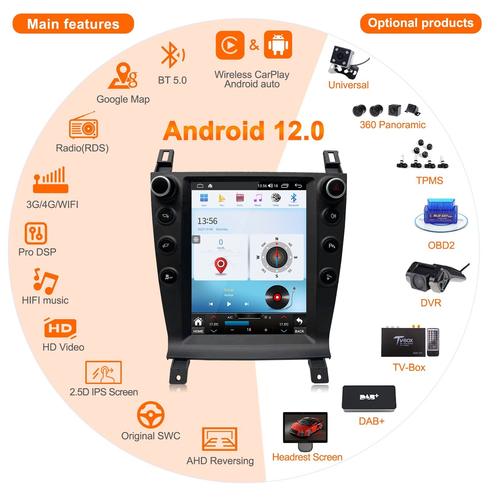 Android Car Radio Big Screen 2Din Stereo Receiver for Aston Martin 2005-2015