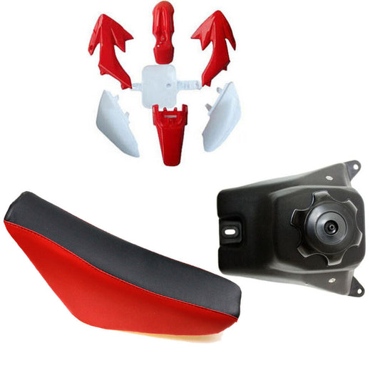 Plastic mudguards, fuel tank, and for seat suitable for Honda XR50, CRF50, and Taodao 110cc/125cc Dirt bicycles.