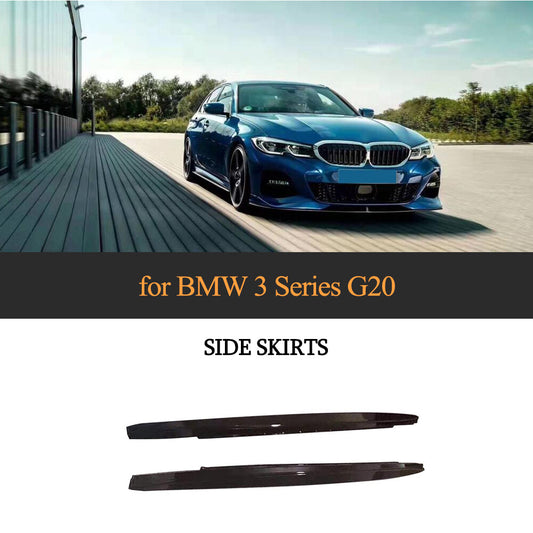 2x Glossy Black Side Skirts Extension Lip Spoier for BMW 3Series G20 G28 M Sport