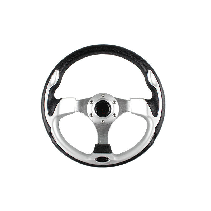 13320mm Universal Racing Flat Drift Sport Leather Steering Wheel + Horn