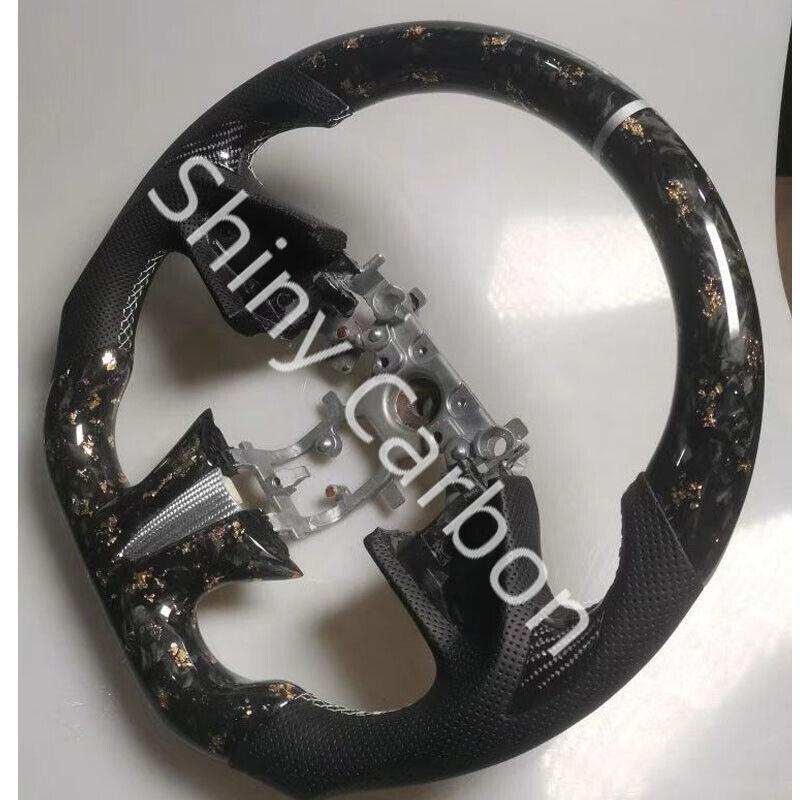 Forged carbon fiber steering wheel with gold flame design for Infiniti Q50 Q50L 2013-2017