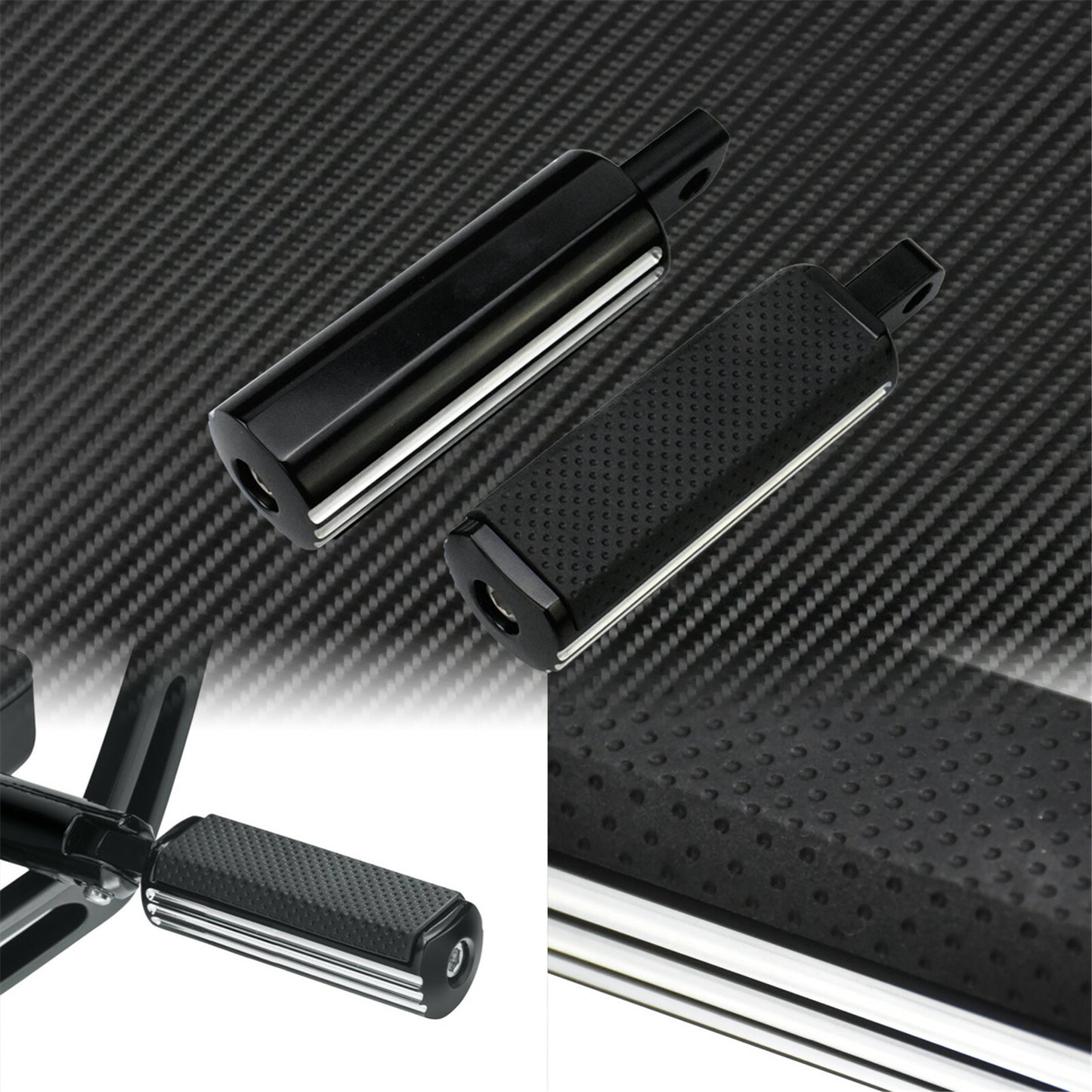 Black Defiance Foot Peg Male Footrests Fit for Harley Electra Glide Low Glide XL