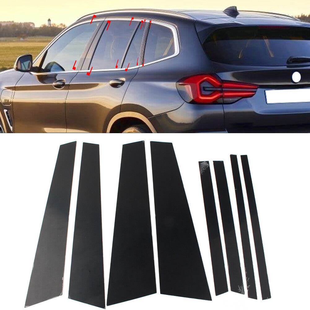 Bright Black 8 Pcs Car Door Window Pillar Post Trims for BMW X3 G01 2019-2021