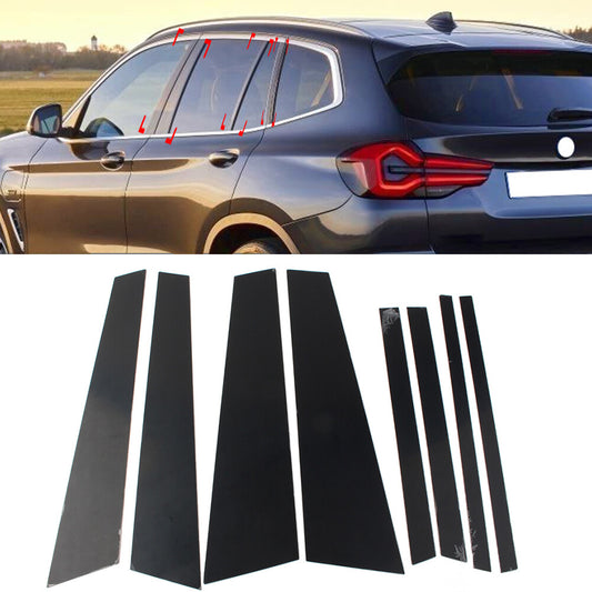 Bright Black 8 Pcs Car Door Window Pillar Post Trims for BMW X3 G01 2019-2021