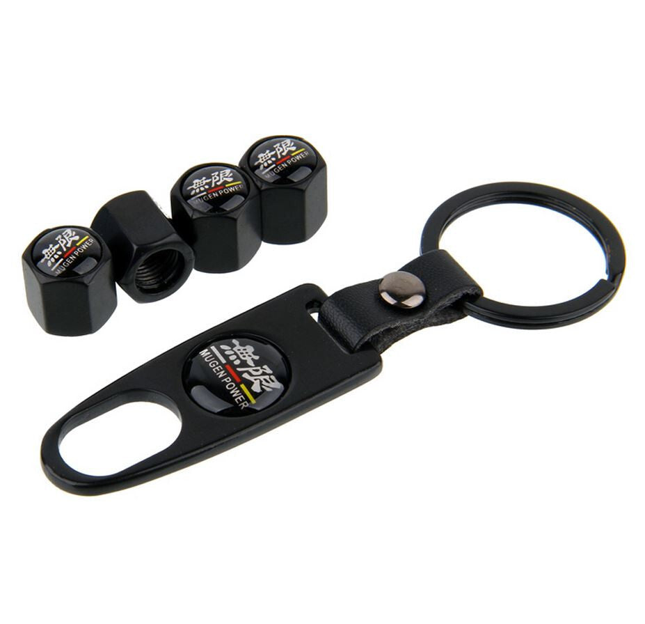 4-piece Mugen car tire valve cover rod cover air valve dust cover keychain black